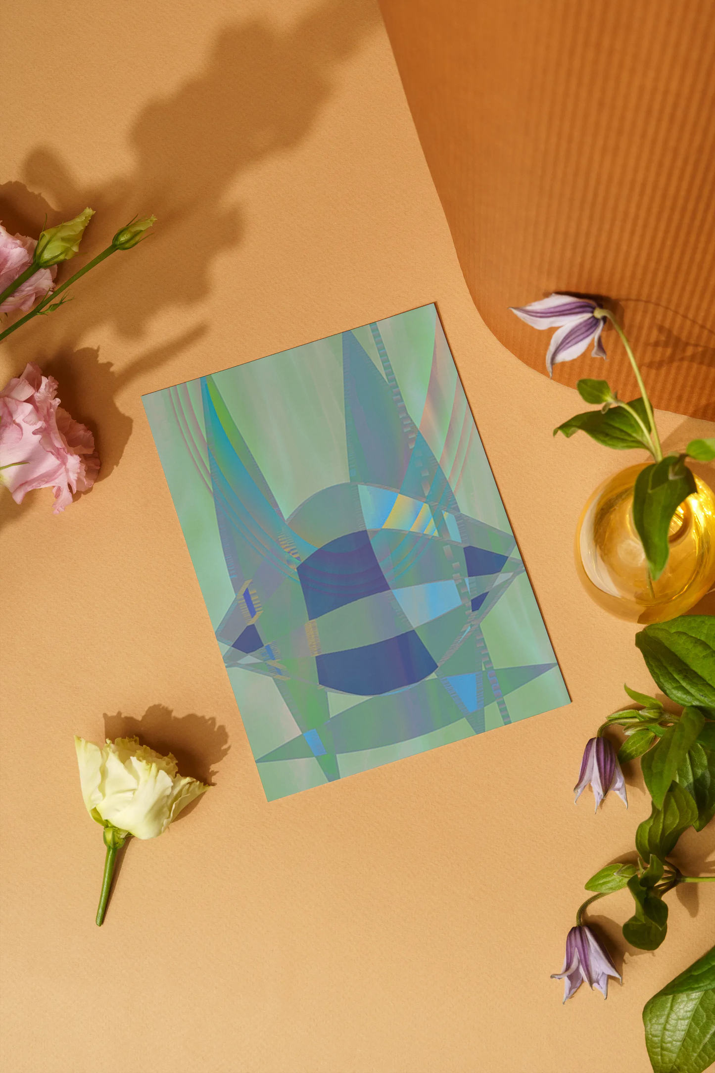 Any occasion greeting Card, blank inside, write anything, Blue Angel Abstract, design 7