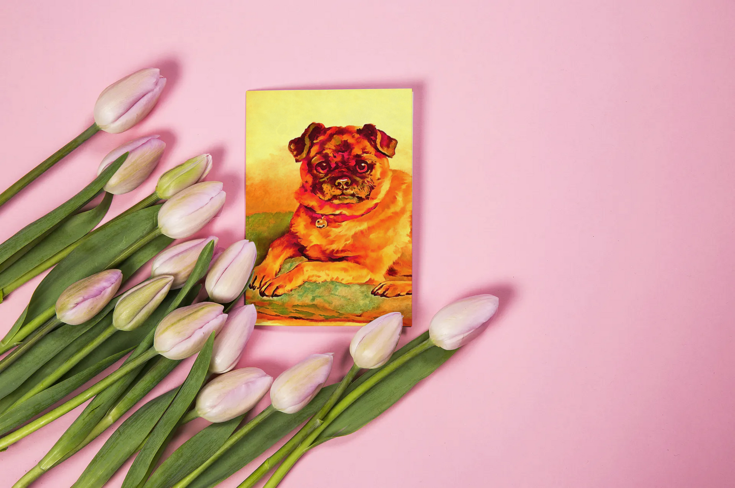 Any occasion greeting Card, blank inside, write anything, Pug dog, design 18