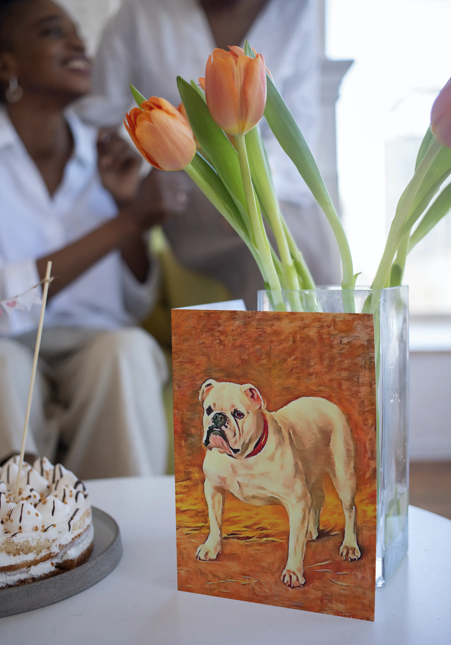 Any occasion greeting Card, blank inside, write anything, dog, Bulldog, design 8