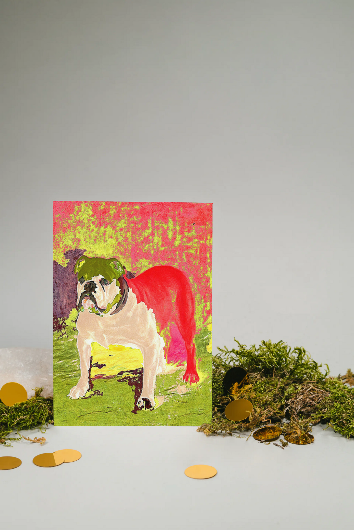 Any occasion greeting Card, blank inside, write anything, dog, Bulldog, design 8B