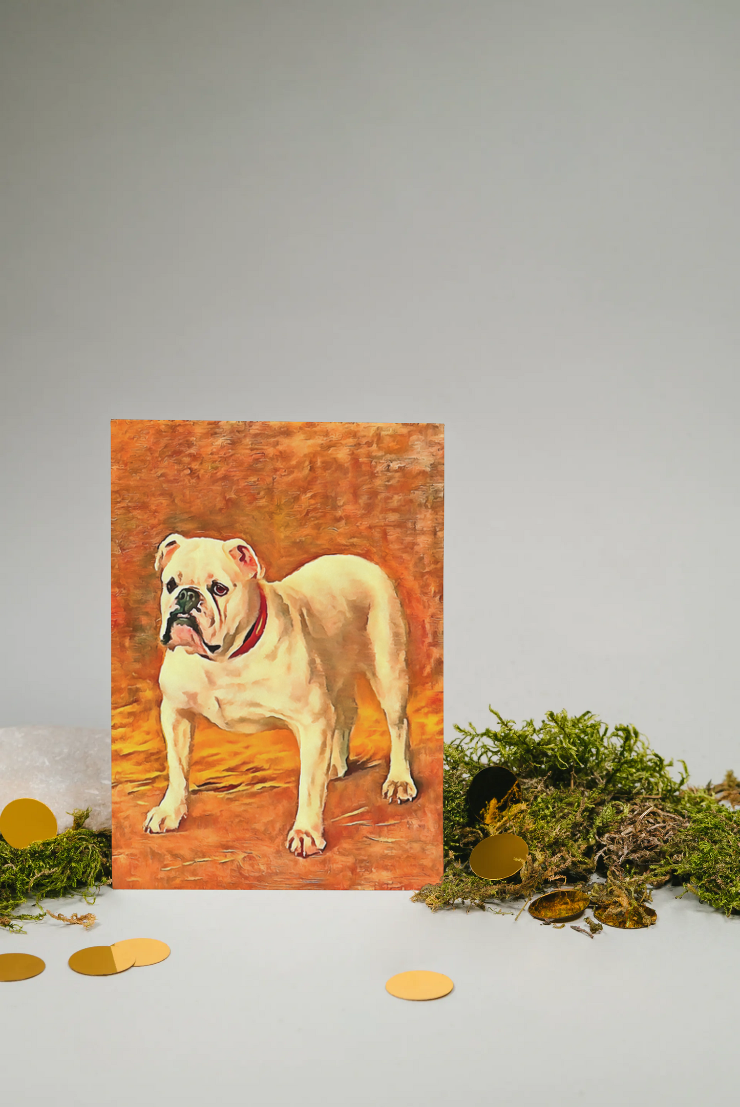 Any occasion greeting Card, blank inside, write anything, dog, Bulldog, design 8