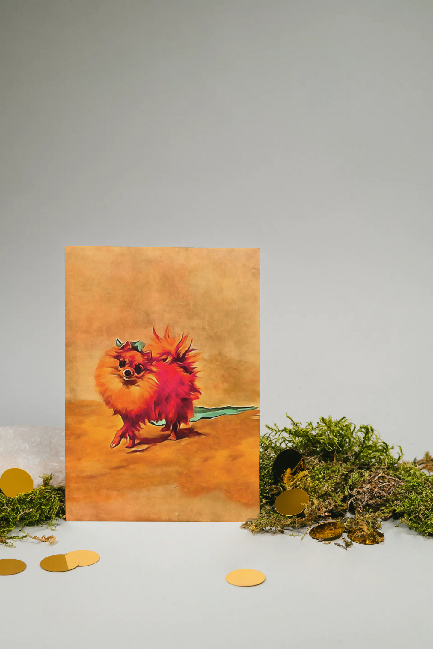 Any occasion greeting Card, blank inside, write anything, Miniature Pomeranian dog, design 4