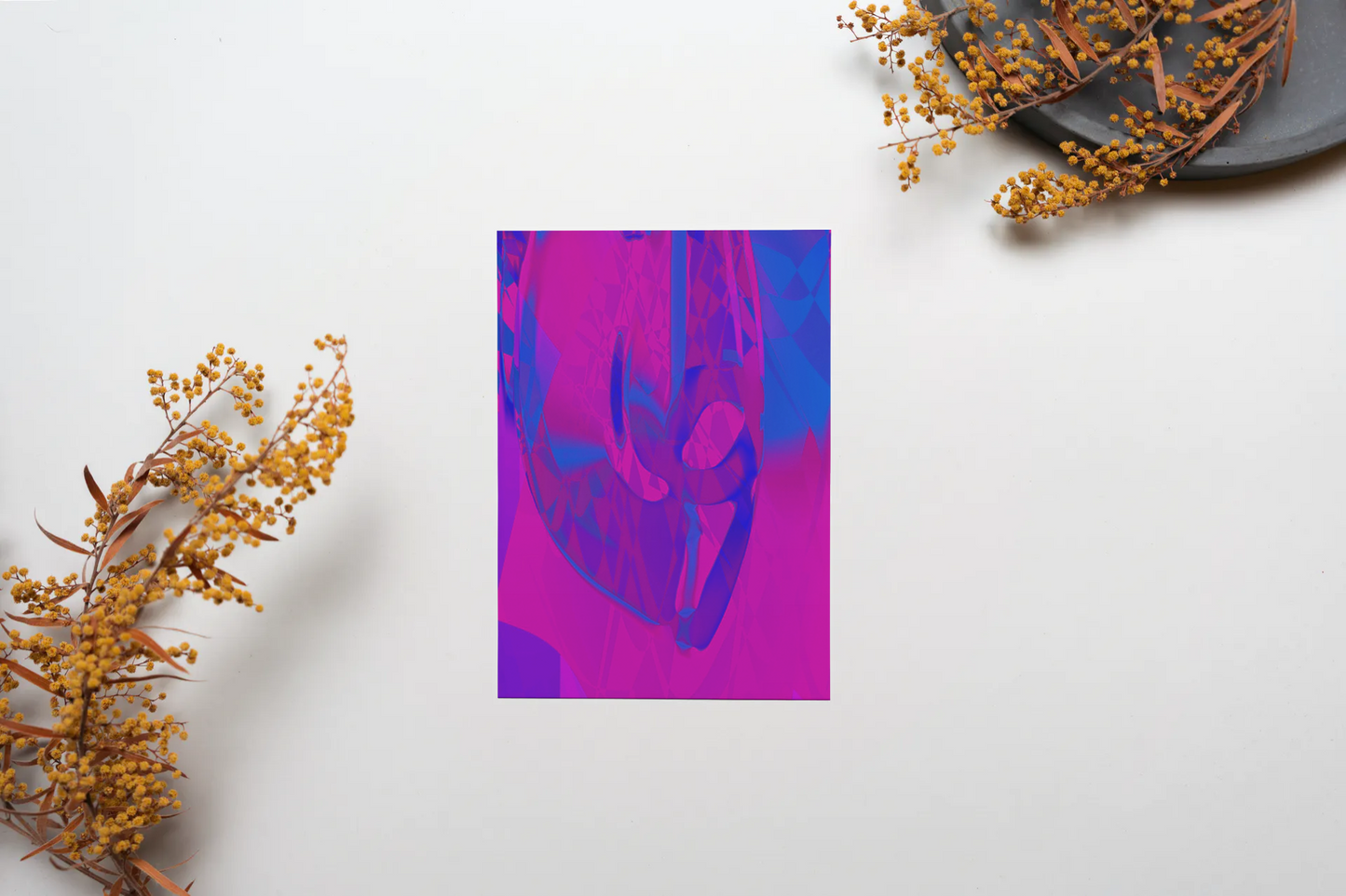 Any occasion greeting Card, blank inside, write anything, Blue Angel Abstract, design 4