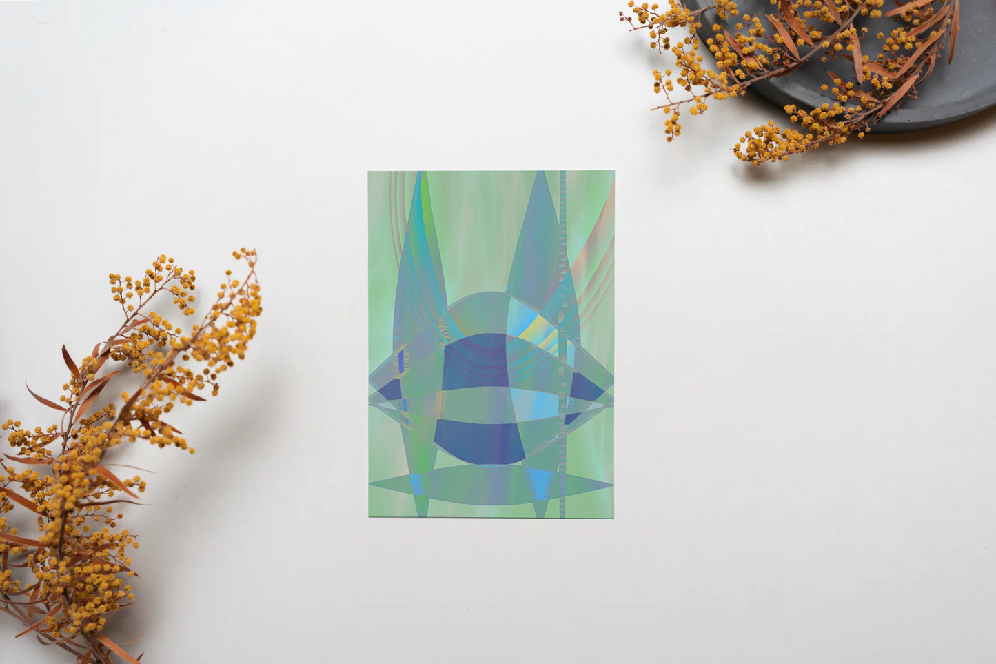 Any occasion greeting Card, blank inside, write anything, Blue Angel Abstract, design 7