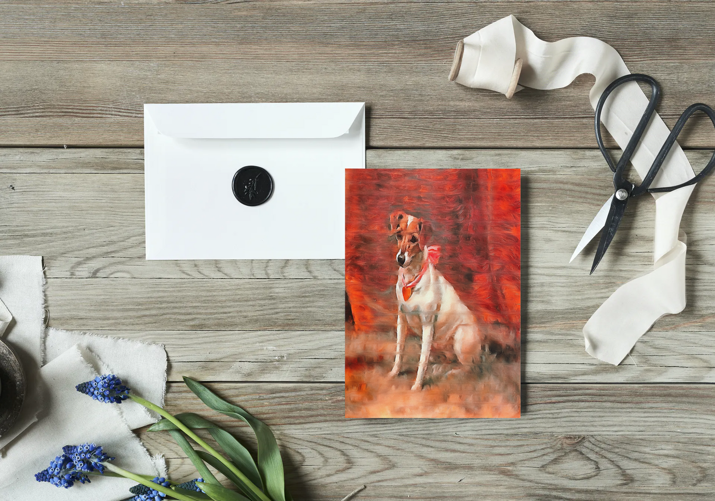 Any occasion greeting Card, blank inside, write anything, dog, design 7