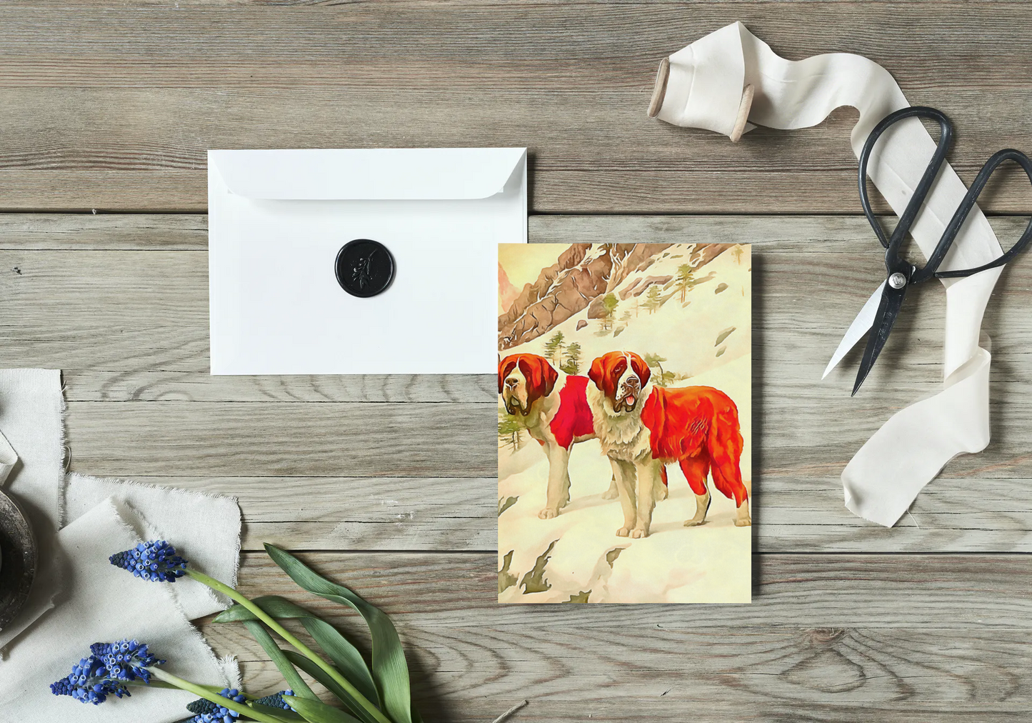 Any occasion greeting Card, blank inside, write anything, dog, St. Bernard, design 12