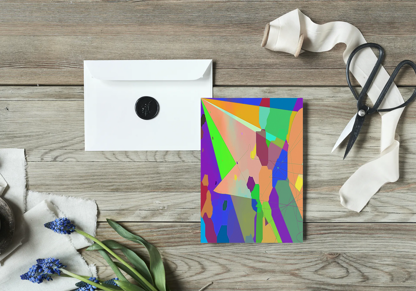 Any occasion greeting Card, blank inside, write anything, Blue Angel Abstract, design 1