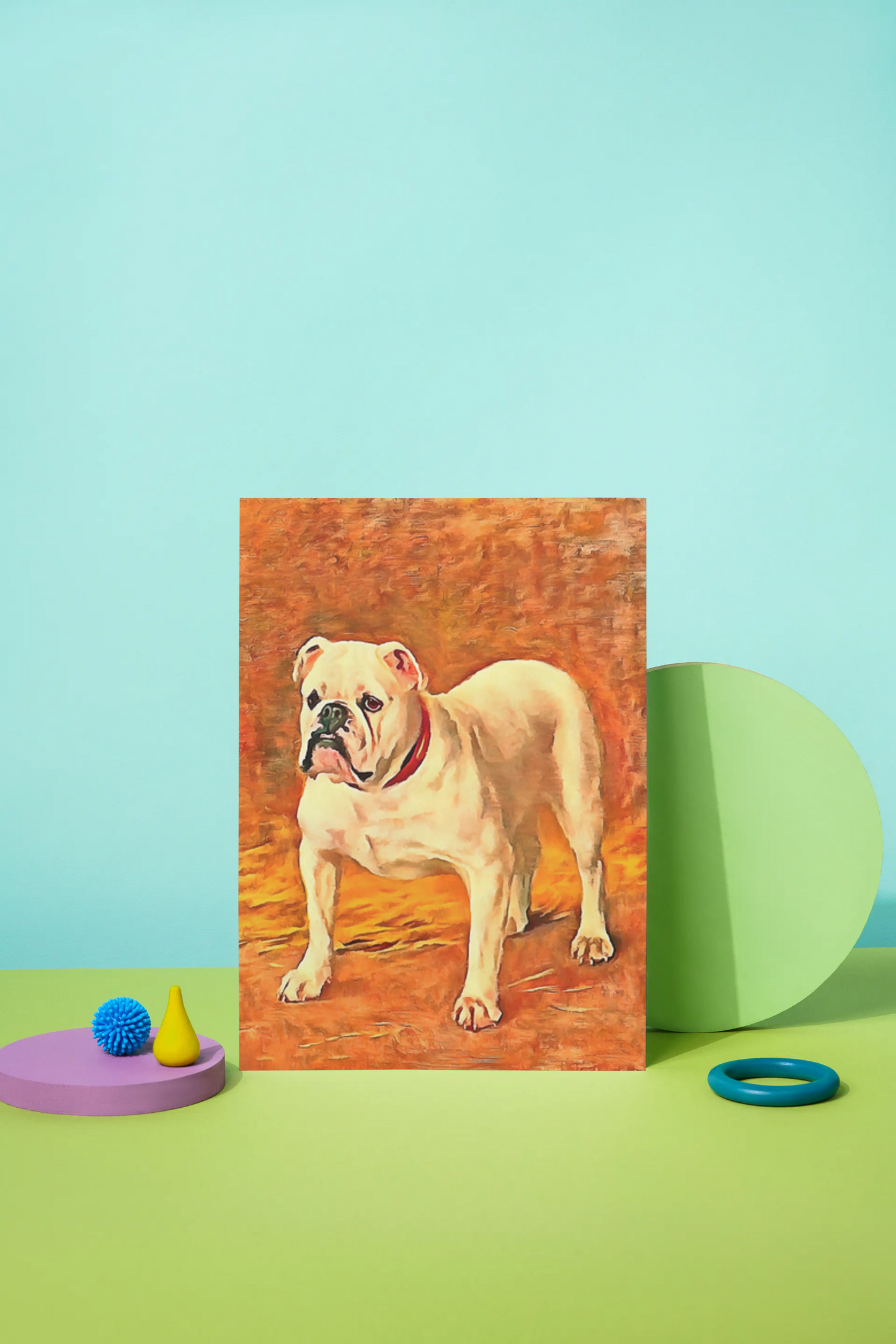 Any occasion greeting Card, blank inside, write anything, dog, Bulldog, design 8