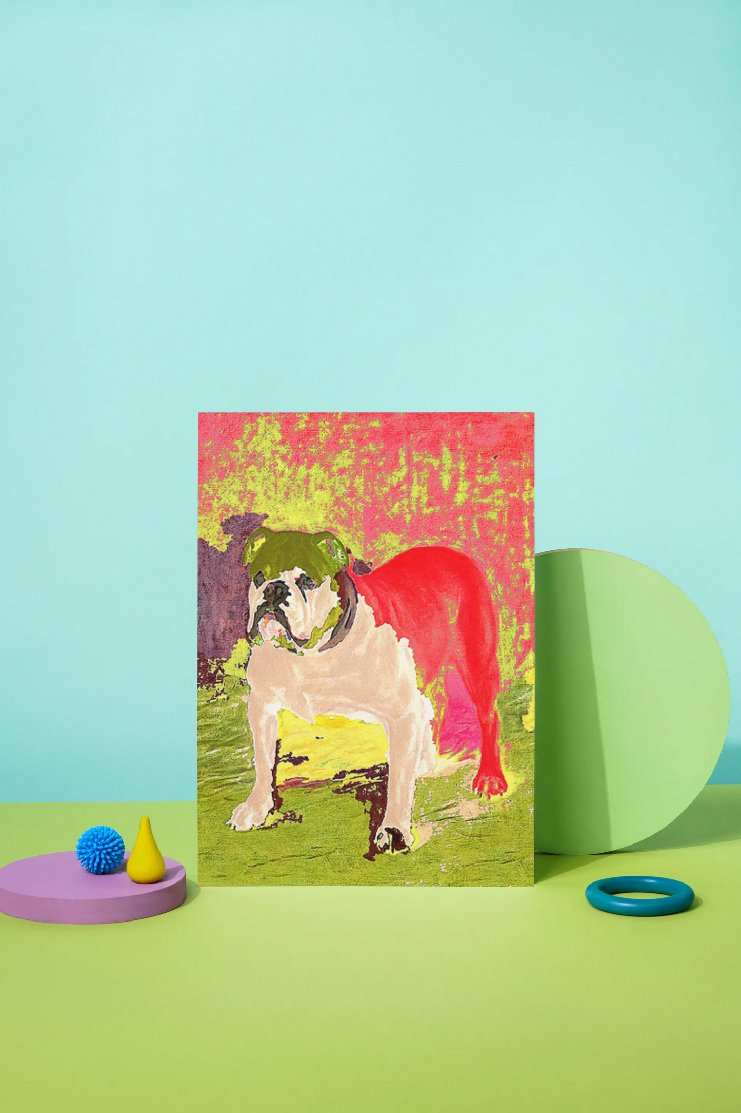 Any occasion greeting Card, blank inside, write anything, dog, Bulldog, design 8B