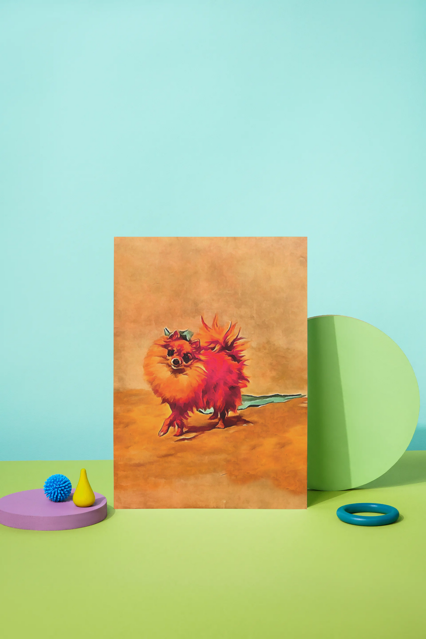 Any occasion greeting Card, blank inside, write anything, Miniature Pomeranian dog, design 4