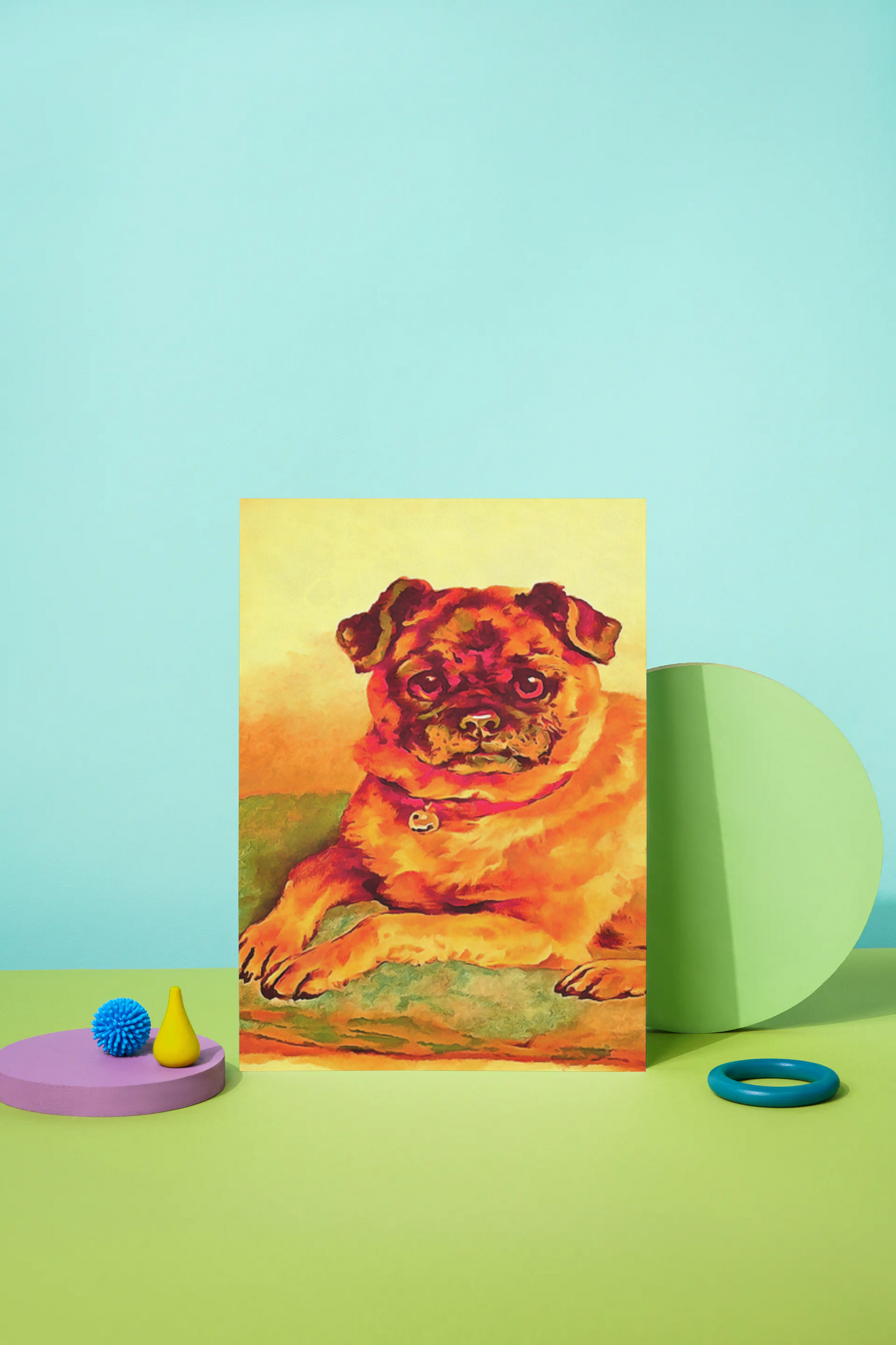 Any occasion greeting Card, blank inside, write anything, Pug dog, design 18