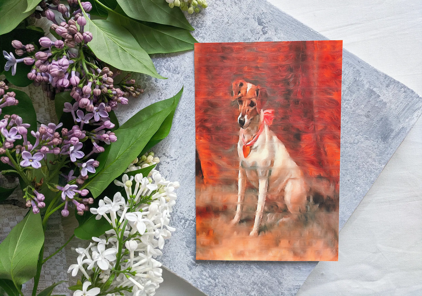 Any occasion greeting Card, blank inside, write anything, dog, design 7