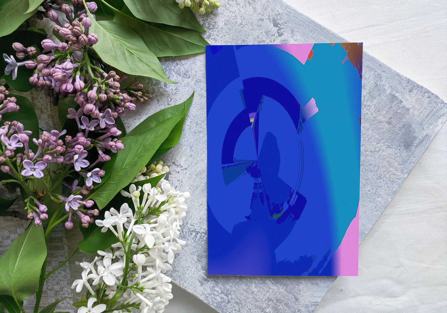 Any occasion greeting Card, blank inside, write anything, Blue Angel Abstract, design 9