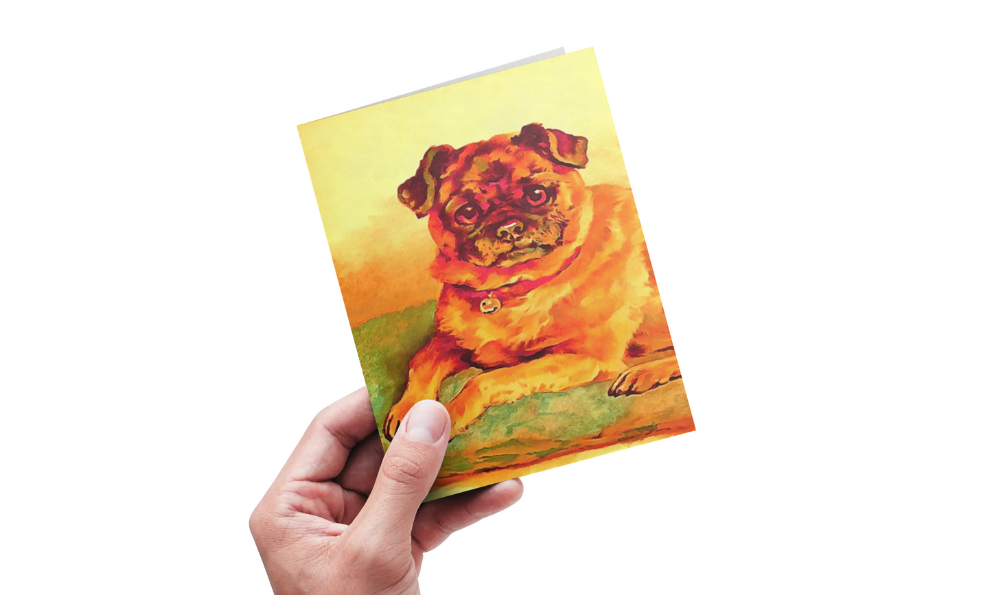 Any occasion greeting Card, blank inside, write anything, Pug dog, design 18