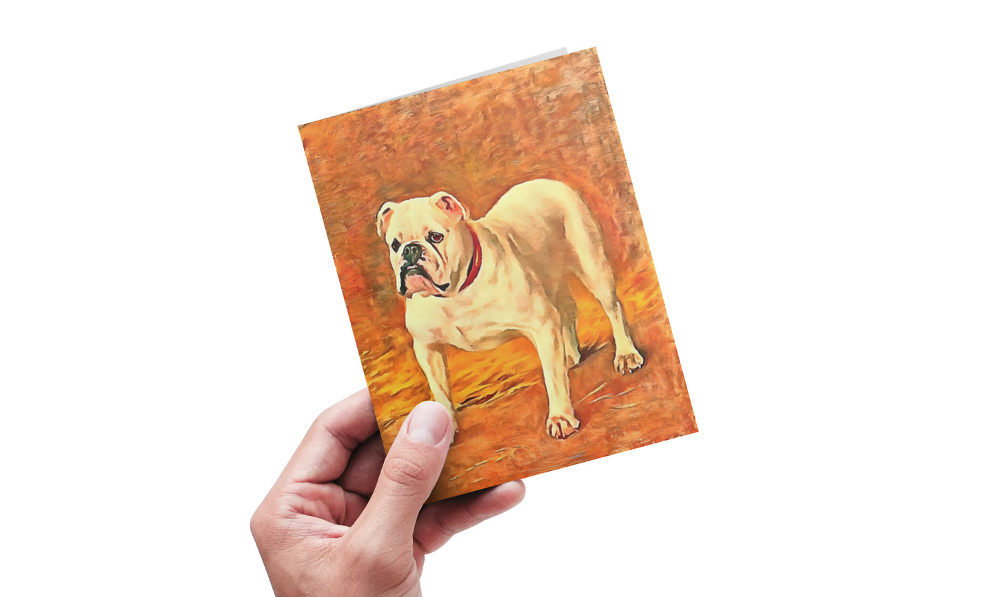 Any occasion greeting Card, blank inside, write anything, dog, Bulldog, design 8