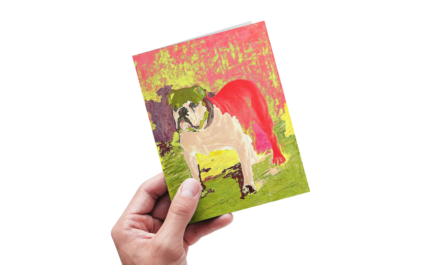 Any occasion greeting Card, blank inside, write anything, dog, Bulldog, design 8B