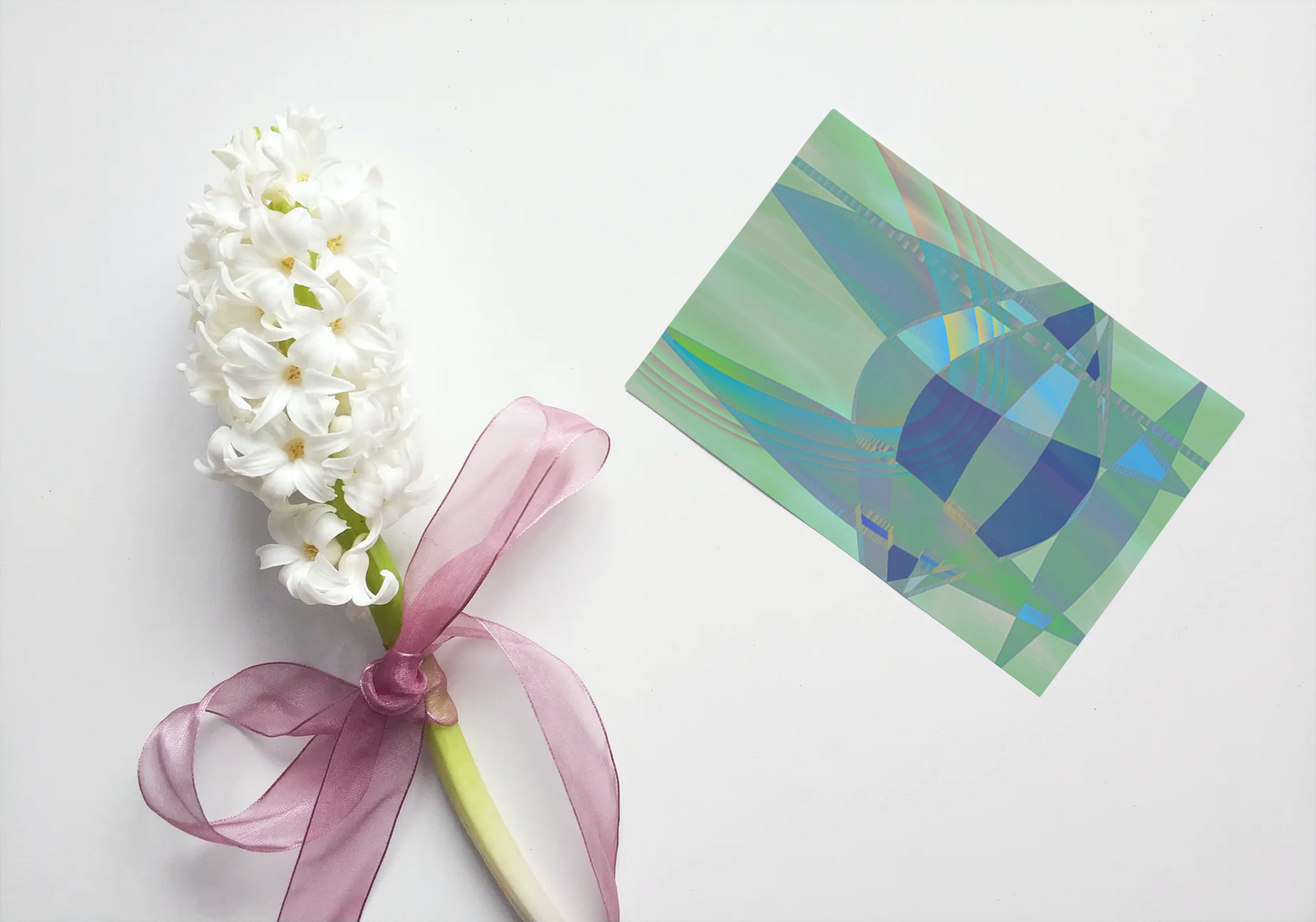 Any occasion greeting Card, blank inside, write anything, Blue Angel Abstract, design 7