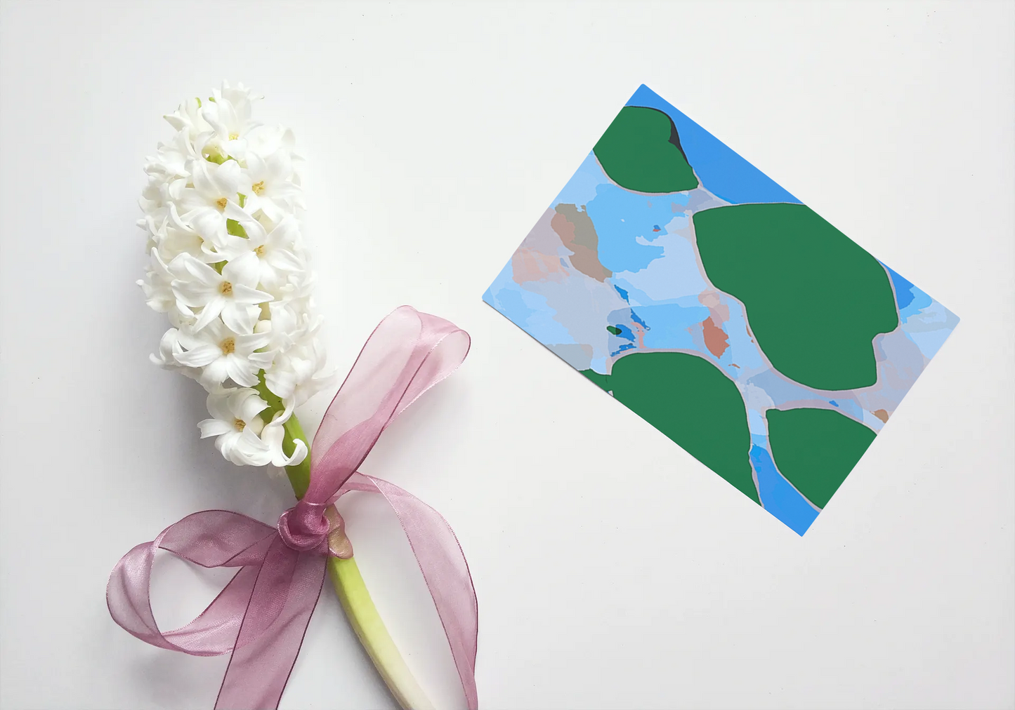 Any occasion greeting Card, blank inside, write anything, Blue Angel Abstract, design 12