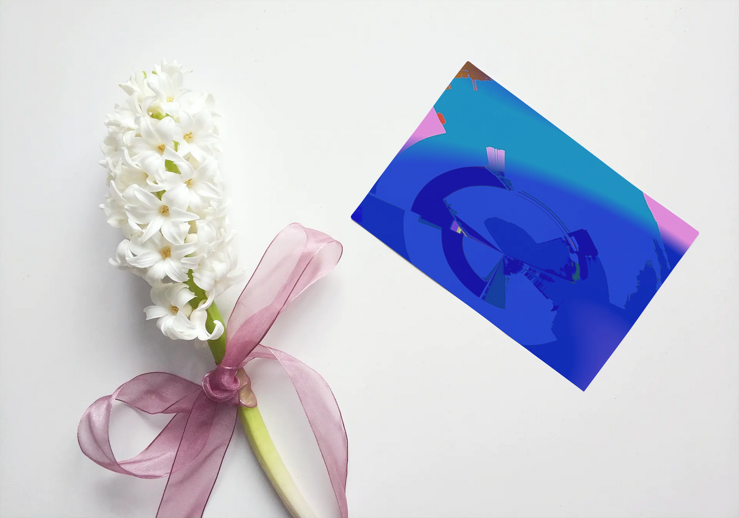 Any occasion greeting Card, blank inside, write anything, Blue Angel Abstract, design 9