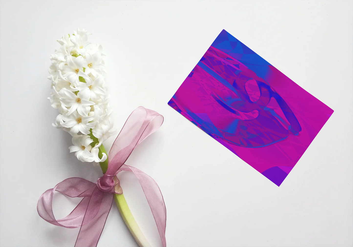 Any occasion greeting Card, blank inside, write anything, Blue Angel Abstract, design 4